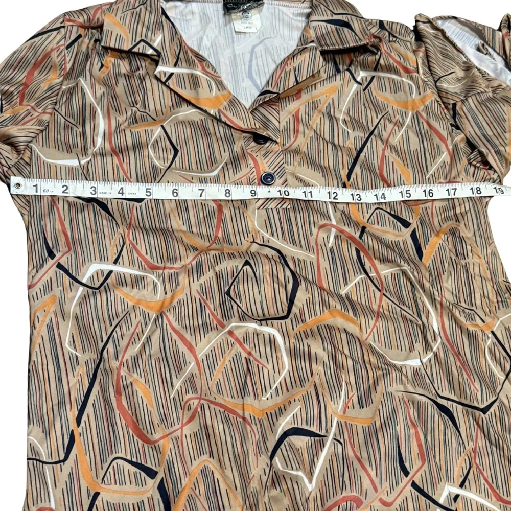 Vintage Carmelton USA Union‎ Made Blouse L Retro Abstract Top - Picture 8 of 10